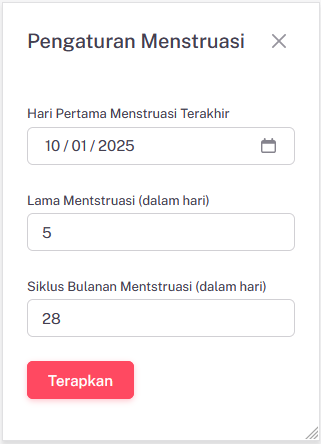 Menentukan pengaturan tanggal menstruasi